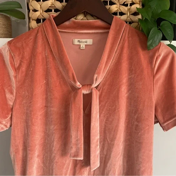 • [Madewell] Velvet Tie Neck Top • - Picture 3 of 10